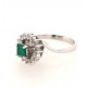 Pre Owned 18ct White Gold Emerald and Dimond Cluster Ring ZA462
